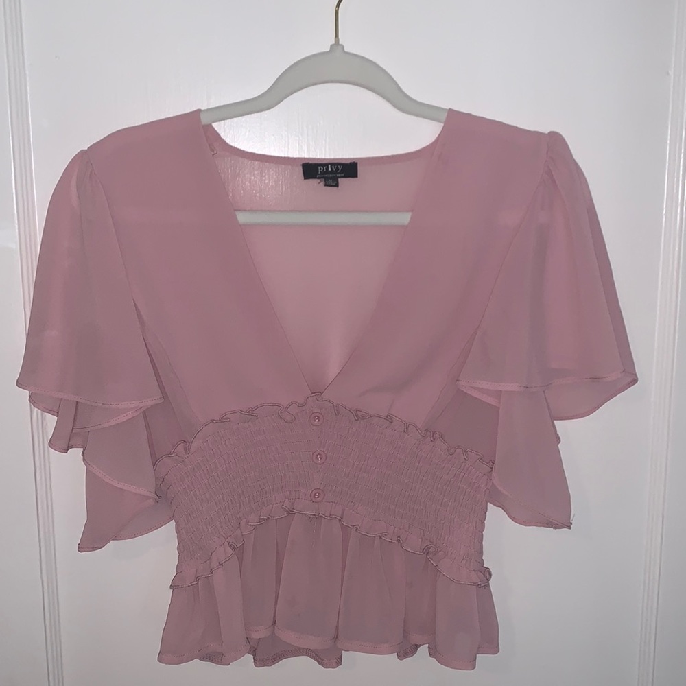 Pink flounce top